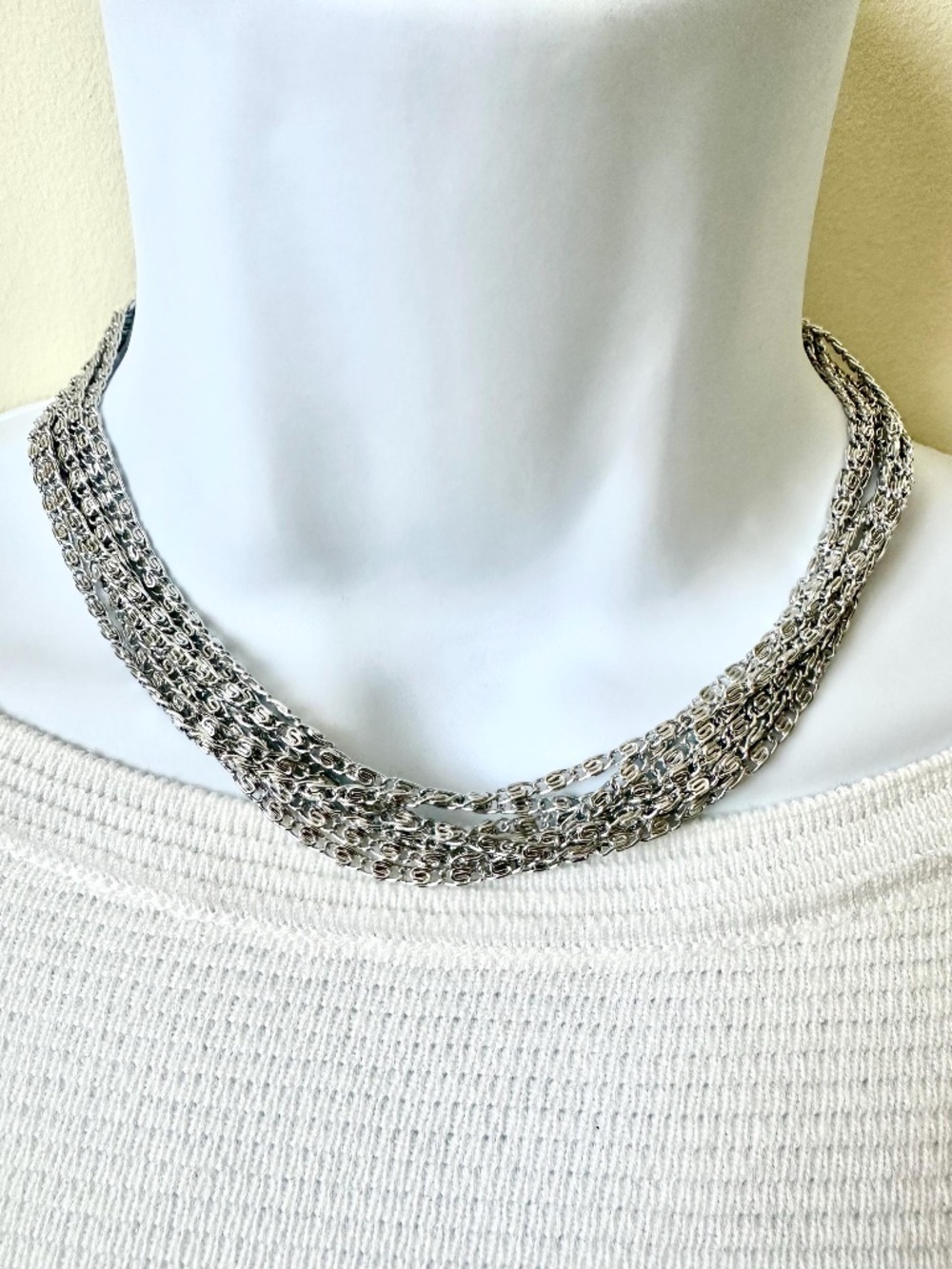 Celebrity Multi-Strand Silver-Tone Chain Necklace signed Celebrity